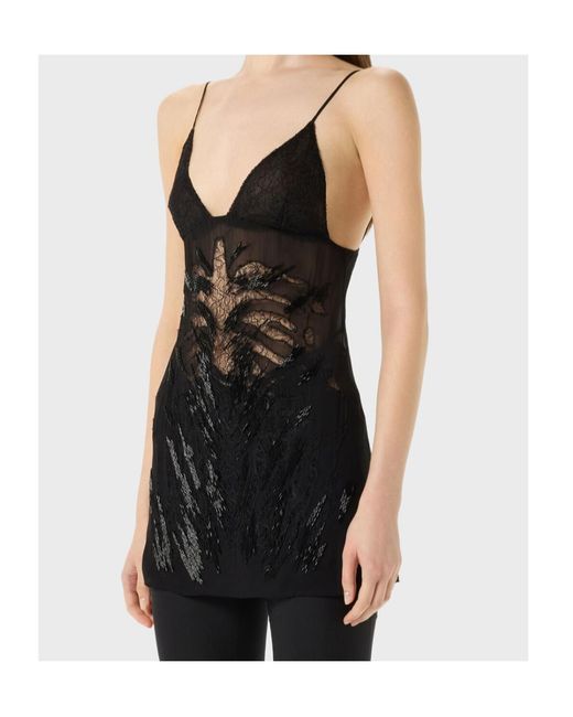Blumarine Black Sequin Lace Mini Dress