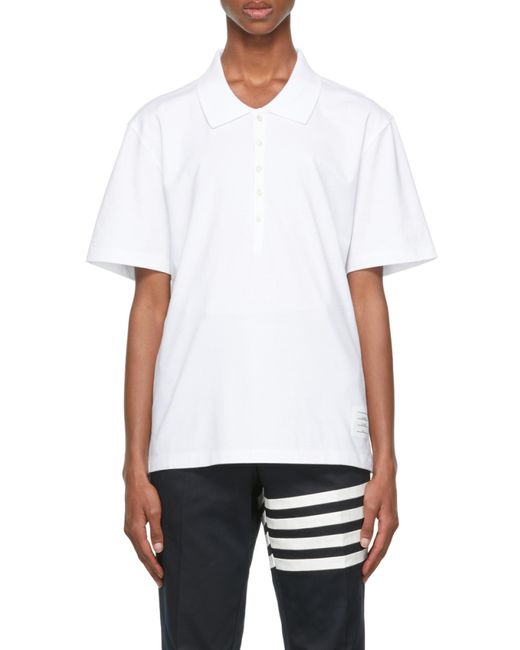 Thom Browne White Rwb Stripe Polo Shirt for men