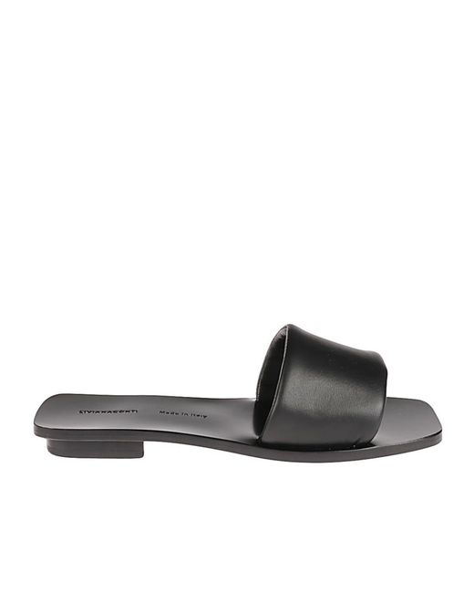 Liviana Conti Black Square Toed Slippers