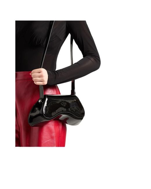 DIESEL Black Large Glossy Shoulder Bag