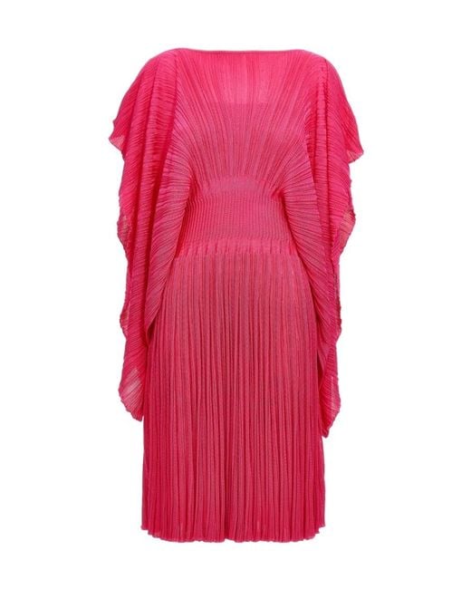 Antonino Valenti Pink Pleated Fitted Waist Dress