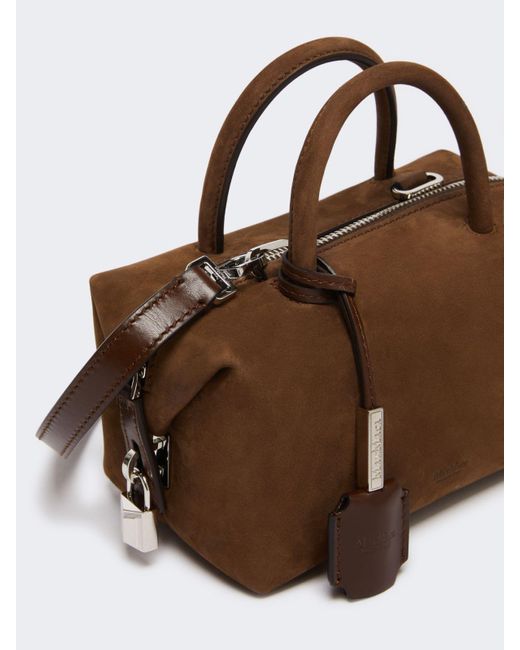 Max Mara Brown Small Holdall Suede Tote Bag