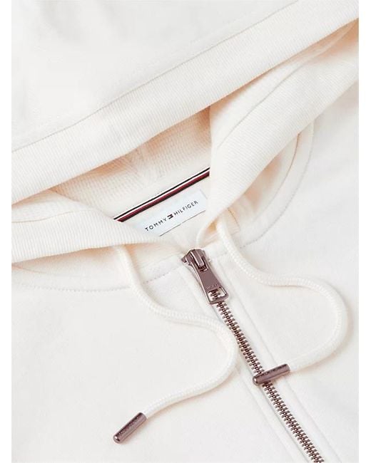 Tommy Hilfiger White Flag Embroidery French Terry Zip-Thru Hoody for men
