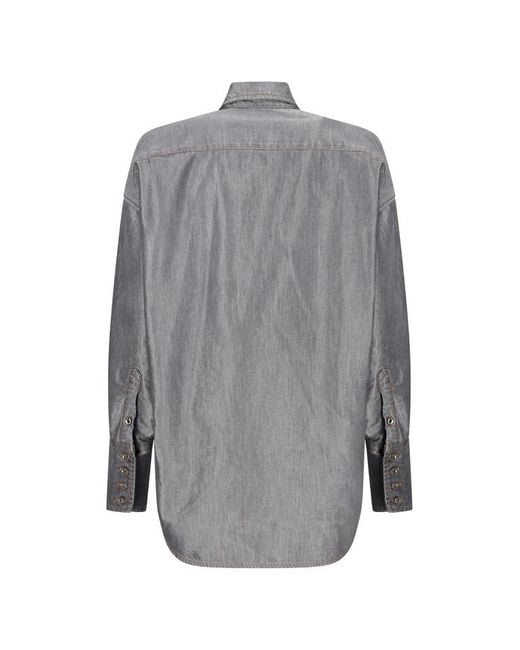 DARKPARK Gray Carla Lurex Denim Oversized Shirt