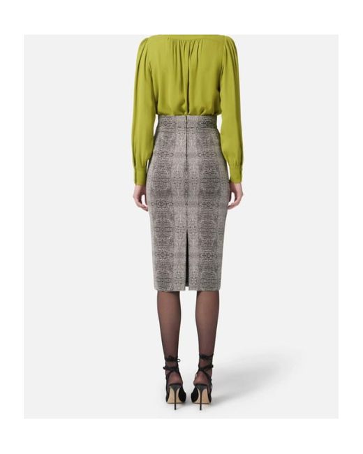 Elisabetta Franchi Gray Slim Fit Midi Pencil Skirt