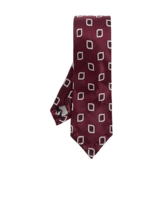 DSquared² Red Pattern Printed Pointed-Tip Tie for men