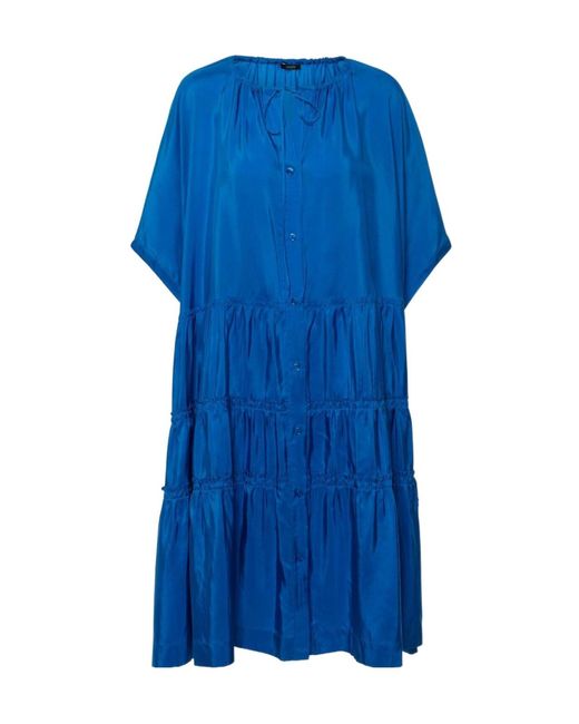 Joseph Blue Emile Pleated Midi Dress