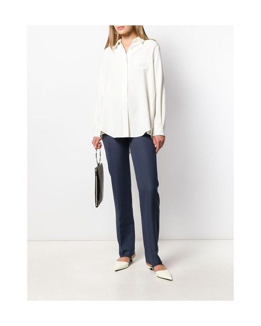 Alberto Biani White Crepe Blouse