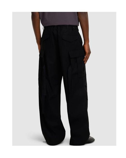 Sacai Black Pantalones De Sarga De Algodón for men