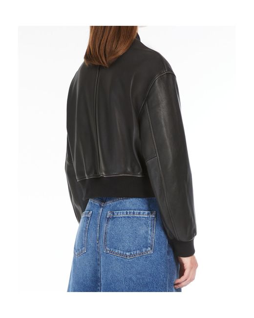 Weekend by Maxmara Black Nappa Pilot Jacket