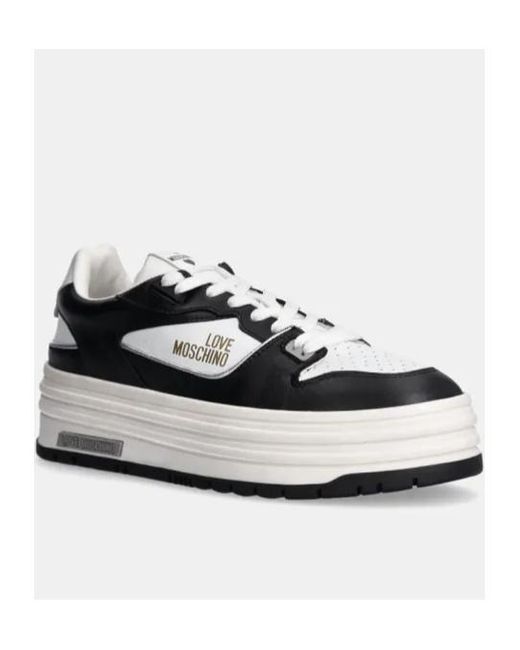 Moschino White Heart-Print Lace-Up Sneakers