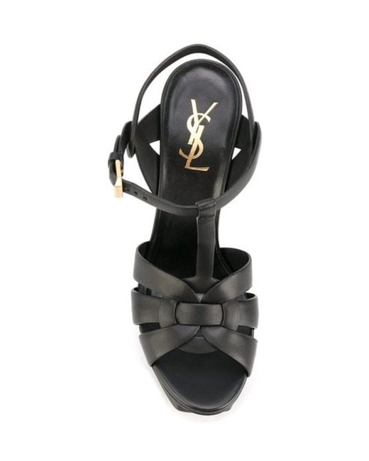 Saint Laurent Black Tribute Heeled Leather Sandals
