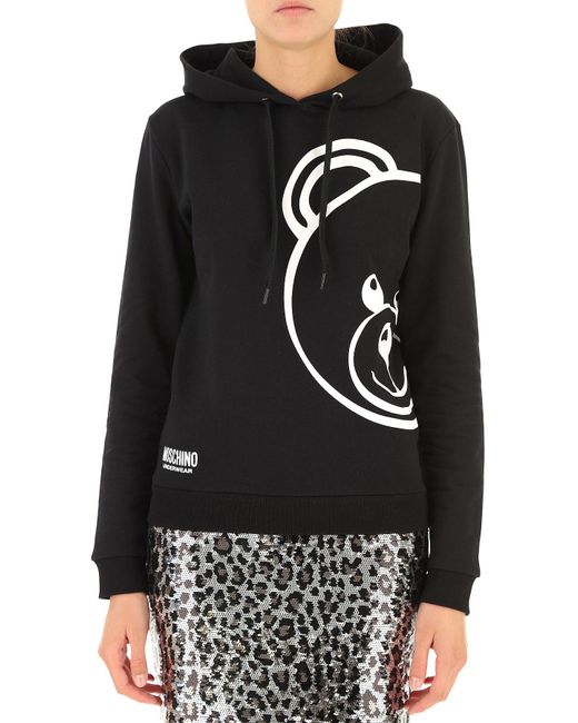 Moschino Black Printed Hooded Sweater