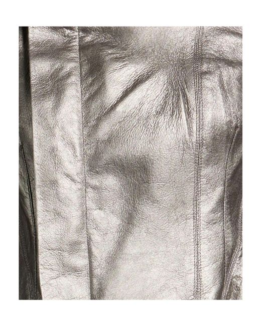 Rick Owens Black Metallic Leather Casual Jacket