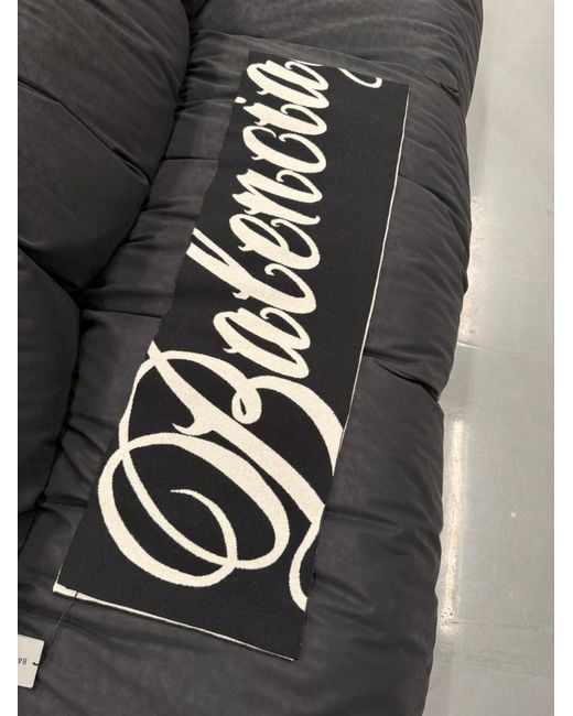 Balenciaga Black Big B Knitted Scarf for men