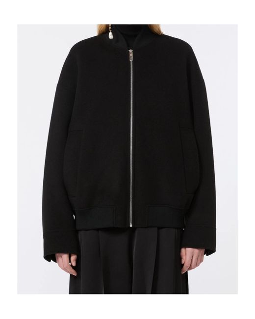 Sportmax Black Ondata Zip-Up Bomber Jacket