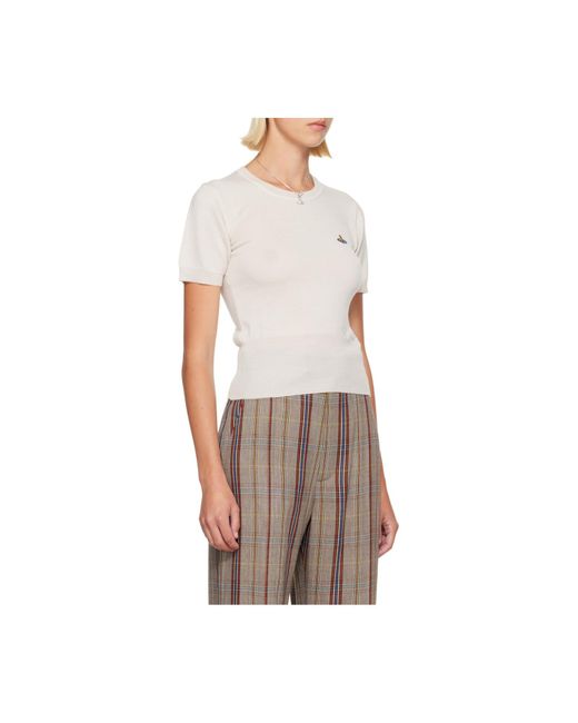 Vivienne Westwood White Bea Logo Knitted Top