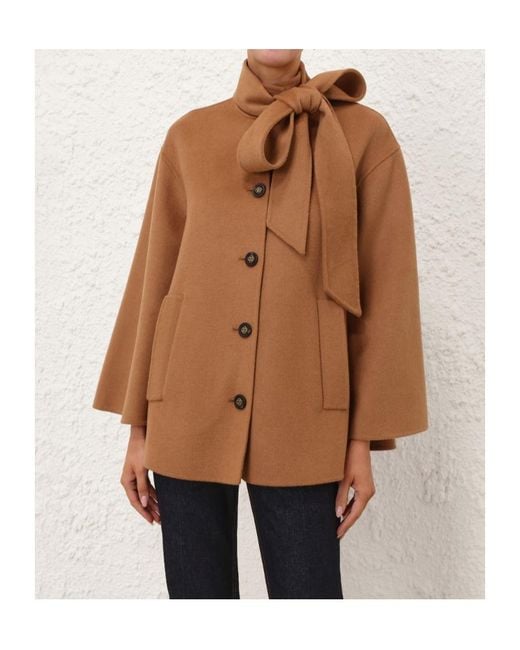 Zimmermann Brown Valiant Pussybow Coat