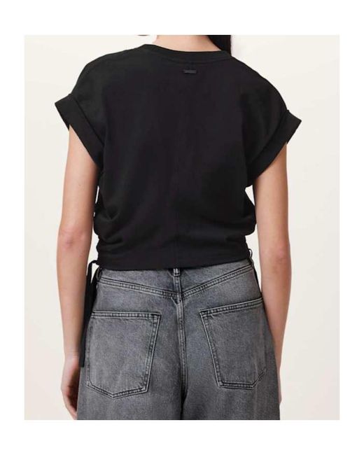 AllSaints Black Mira Ruched Top