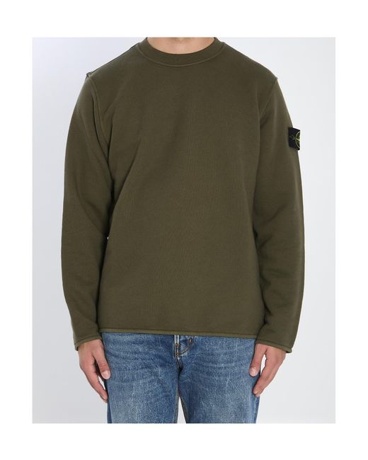 Stone Island Green Crewneck Long Sleeved Sweatshirt for men