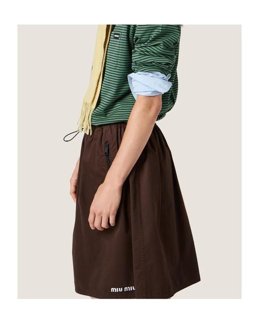 Miu Miu Brown Washed Gabardine Skirt