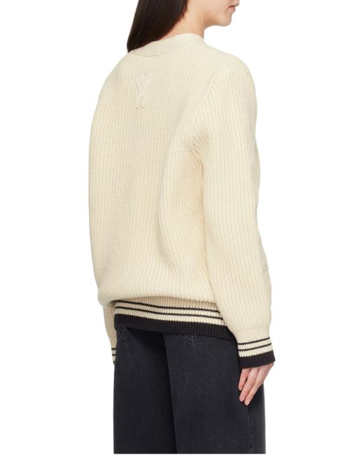 AMI Natural V-Neck Long Sleeved Cardigan