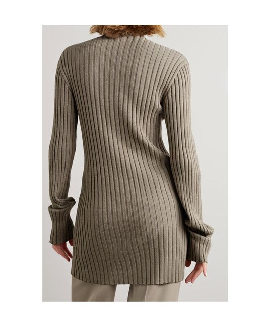 The Row Gray Deidree Ribbed Knitted Pullover