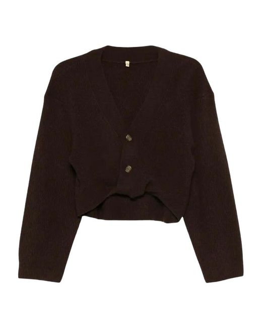 R13 Black Twisted Front Ribbed Cardigan