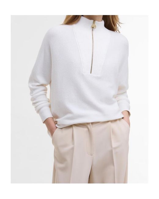Barbour White Lola Knit Jumper