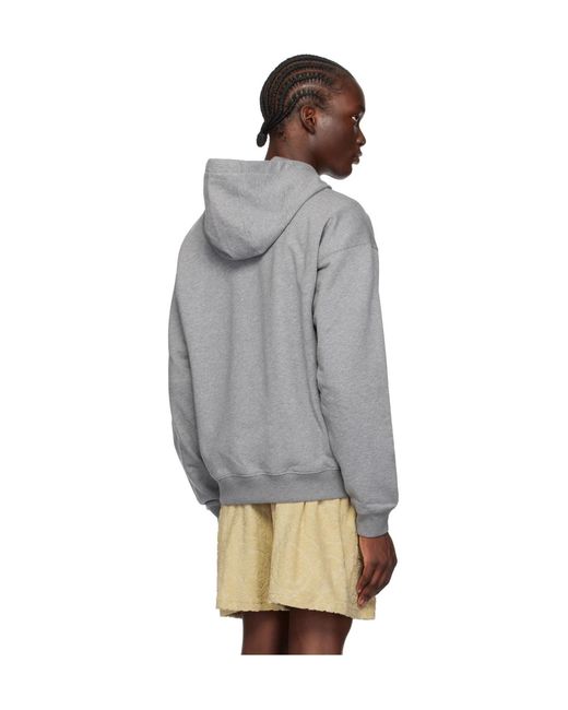 Versace Gray Milano Stamp-Embroidered Drawstring Hoodie for men