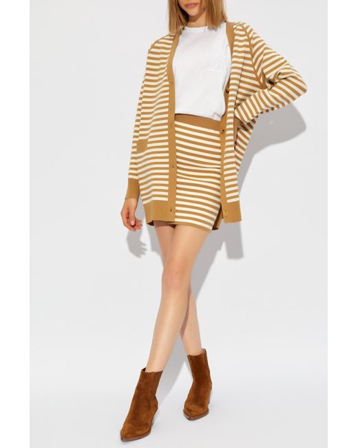 Max Mara Metallic Striped V-Necked Cardigan
