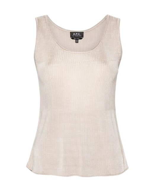 A.P.C. Natural Sleeveless Ribbed-Knitted Top
