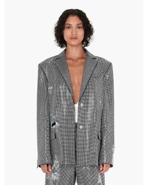 J.W. Anderson Gray Jw Anderson Embellished Distressed Blazer