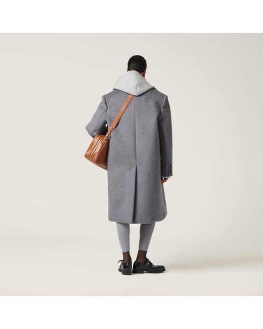 Miu Miu Gray Single-Breasted Velour Coat