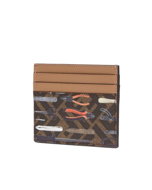 Fendi White Graphic Printed Cardholder for men