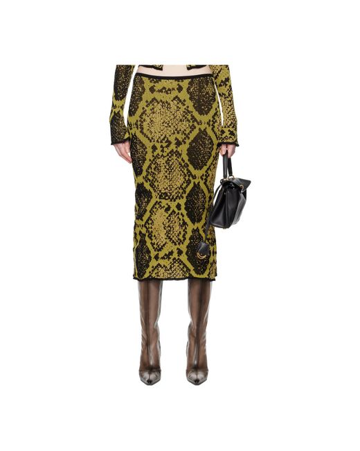 The Attico Green Python Jacquard Skirt