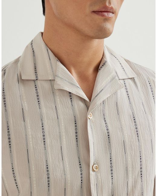 Brunello Cucinelli White Short-Sleeve Shirt for men