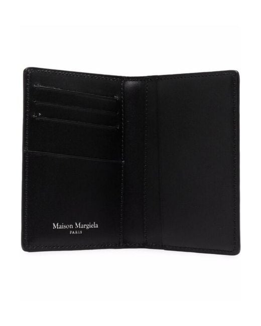 Maison Margiela Black Logo Detailed Bi-Fold Cardholder for men