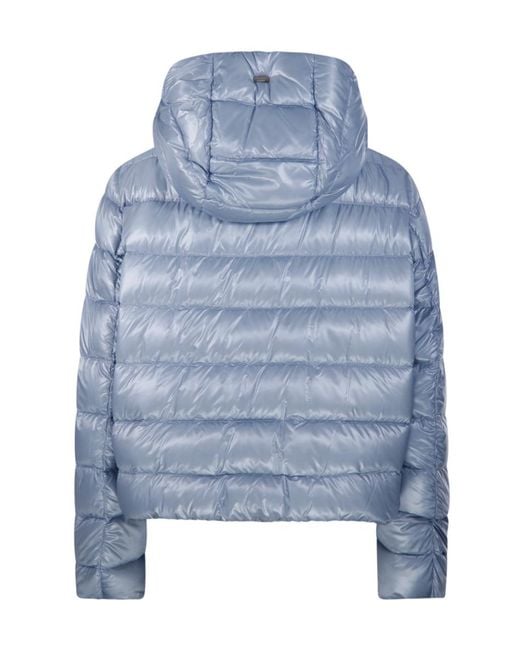 Herno Blue Hooded Quilted Jacket