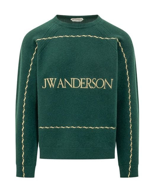 J.W. Anderson Green Jw Anderson Logo Intarsia Knitted Sweater for men