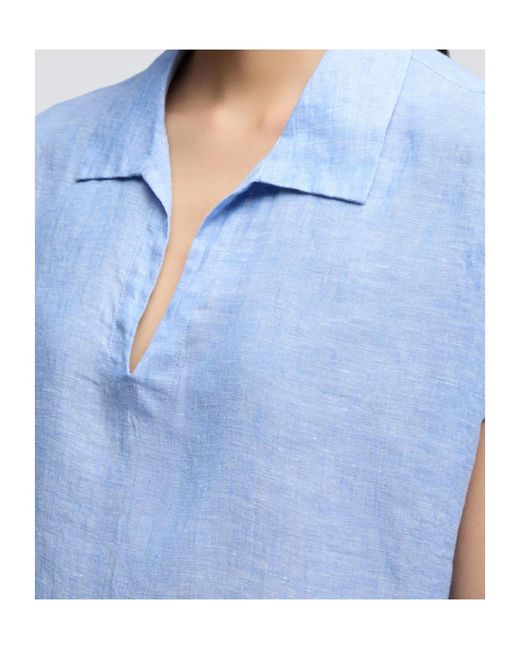 Aspesi Blue Top With Visible Stitching Details