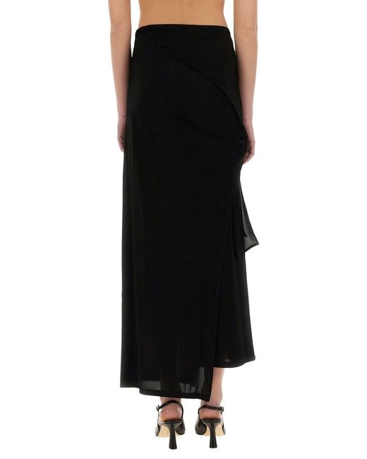 Paloma Wool Black Gilma Wrap Detailed Long Skirt