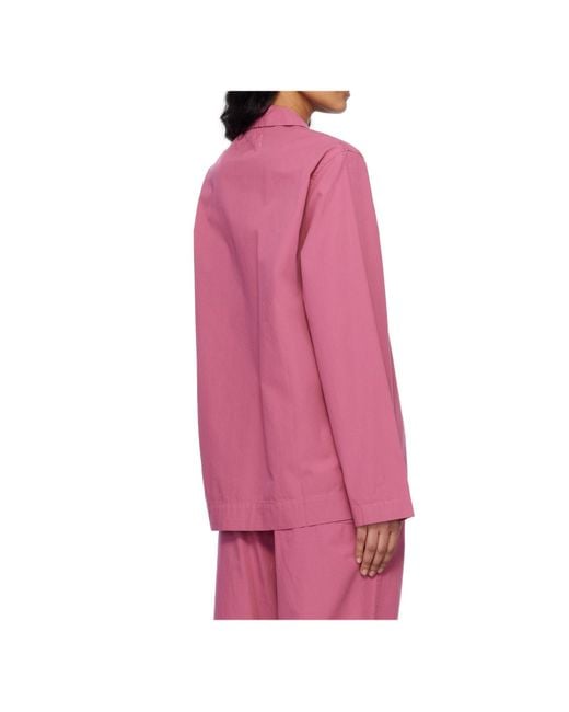 Tekla Pink Poplin Long-Sleeved Pyjama Shirt