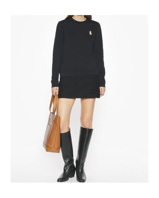 Maison Kitsuné Black Maison Kitsuné Logo-Patch Crewneck Sweatshirt
