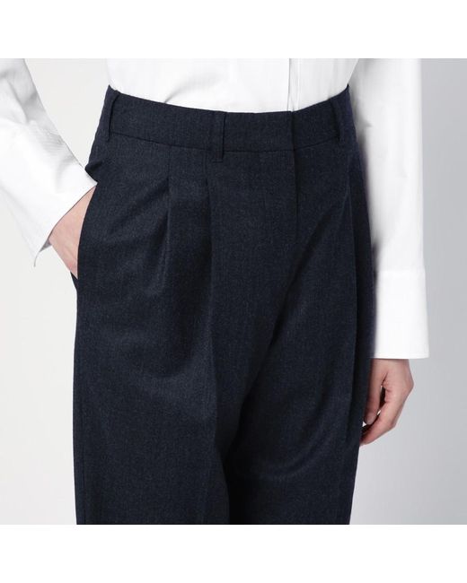 Stella McCartney Blue Mid-Rise Pleat Detailed Trousers