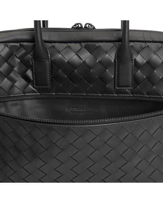Bottega Veneta Black Weaving Design Briefcase for men