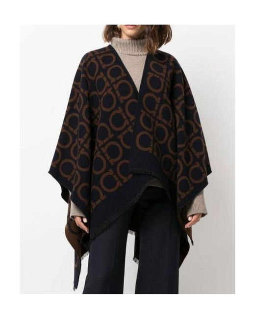 Ferragamo Black Logo Print Cloak