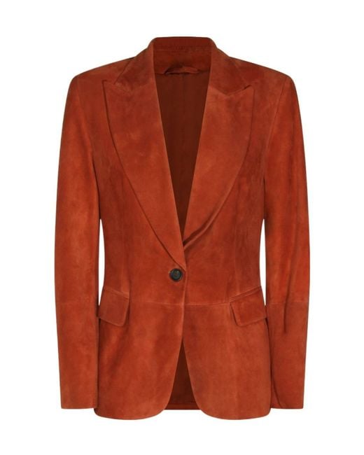 Brunello Cucinelli Brown Single-Breasted Blazer