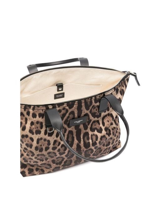 Dolce & Gabbana Brown Leopard Printed Tote Bag for men