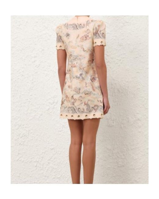 Zimmermann Natural Graphic-Print Short-Sleeve Dress